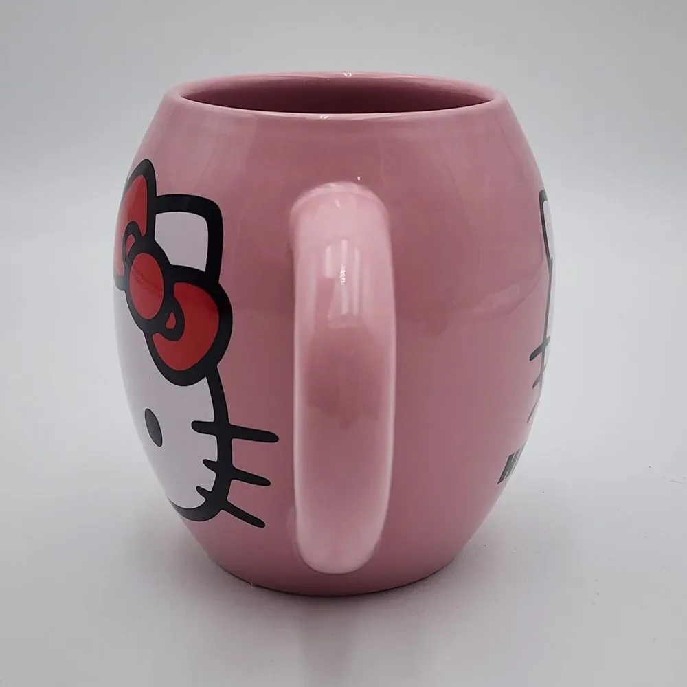Sanrio‎ 2011 HELLO KITTY Pink Barrel Ceramic Coffee Tea Mug w/Butterflies 18 oz
